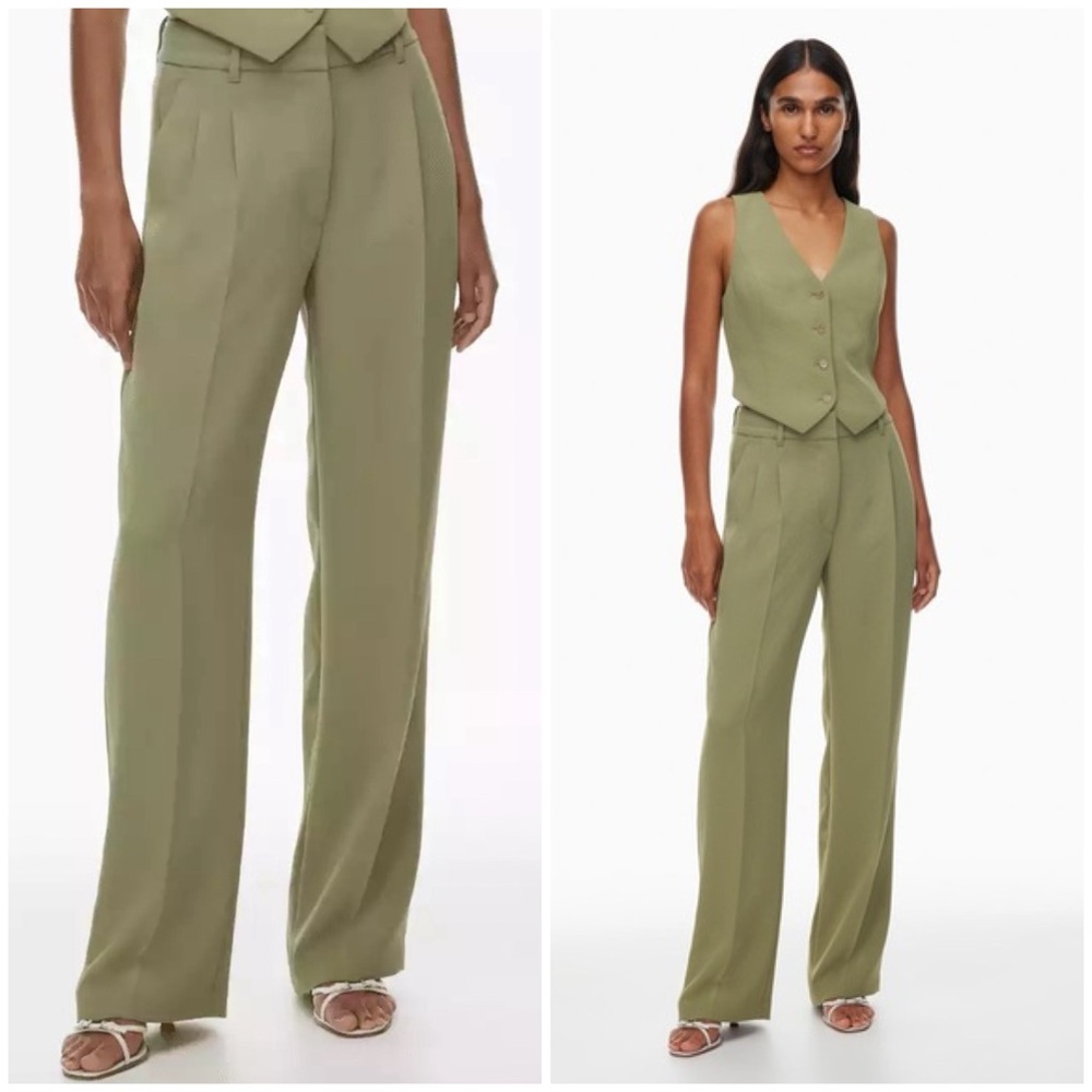 Aritzia Effortless Pant Crepette in Bosana Green Size 12